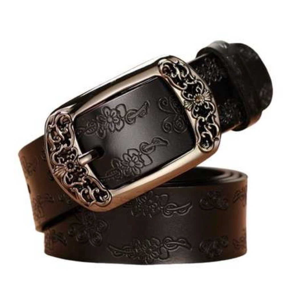 Flamingals black leather belt